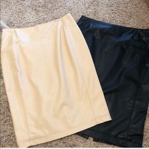 Pink faux leather pencil skirt